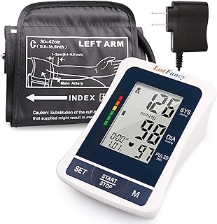 LotFancy Blood Pressure Monitor Upper Arm Large Cuff(12"-17”), Accurate Adjustable Digital BP Machine, Upper Arm Cuff, 2 Users, 120 Reading Memory, BP Meter with Large Screen for Home Use