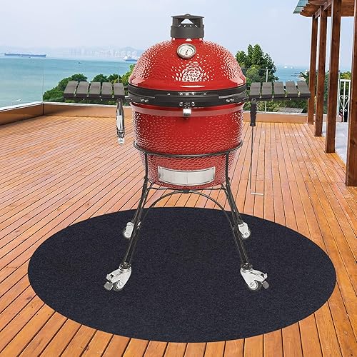 Miniatura 7 de Tapete redondo para debajo de la parrilla, resistente al calor del aceite, para parrilla, a gas, para garaje, para exteriores, patio, 27 x 27