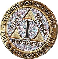 Vista 3 de 1 año AA Medallion Reflex Cumpleaños Funfetti Plata Glitter Gold Plated Color Chip