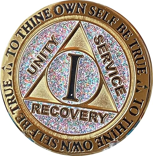 Miniatura 3 de 1 año AA Medallion Reflex Cumpleaños Funfetti Plata Glitter Gold Plated Color Chip