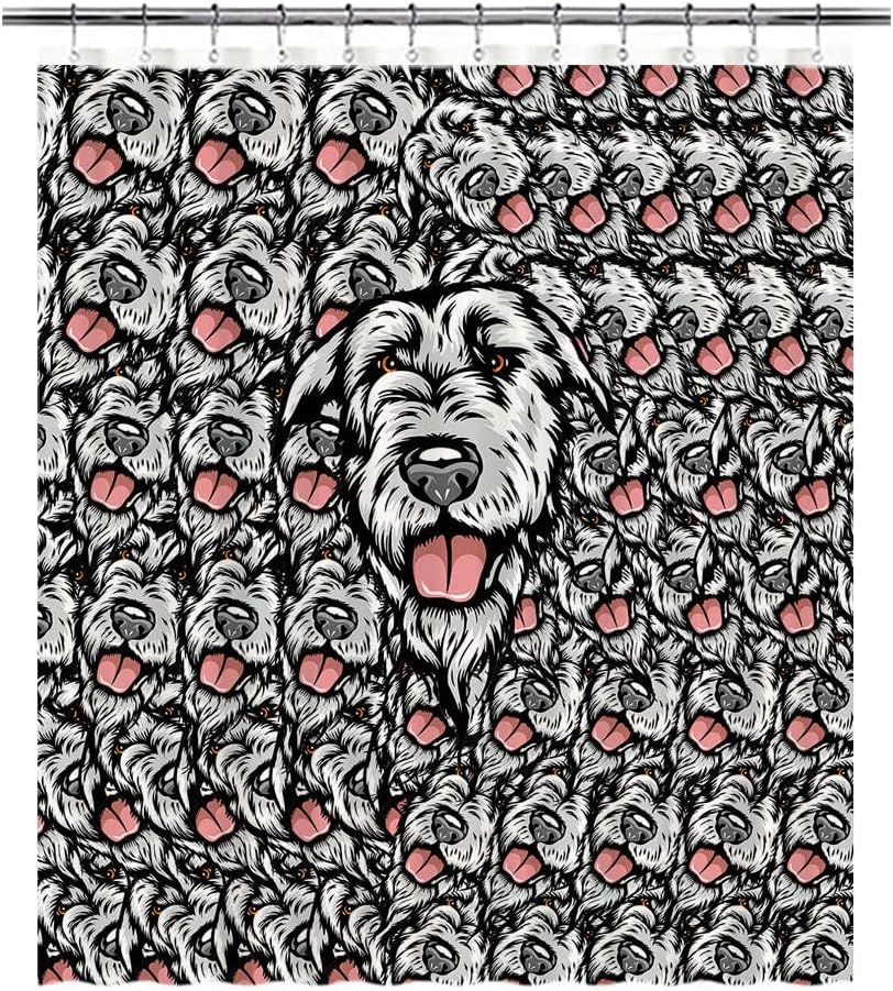 Jack Russell Terrier Dogs Shower Curtain Pet's Mash Face for Kids Dog Lovers Bathroom Decor Set Waterproof Fabric with 12 Hooks 80x72 Inch