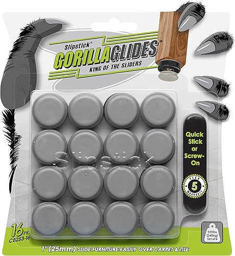 Miniatura 3 de GorillaGlides - Juego de 8 protectores de suelo para muebles, adecuados para alfombras y superficies duras, material de plástico, autoadhesivos