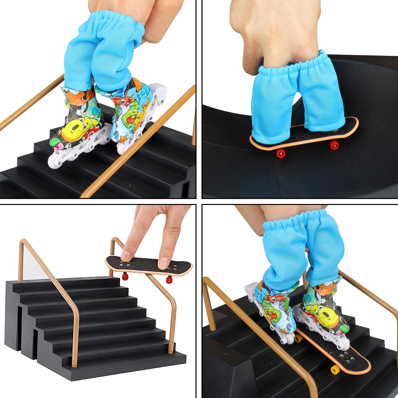 CS COSDDI Mini Finger Skateboards Ramp Accessories Set, 6-in-1 Fingerboard Toy Skate Park Kit Ramp, DIY Assembly Mini Finger Skateboard Ultimate Park Set Ramps for Kids Birthday Gift