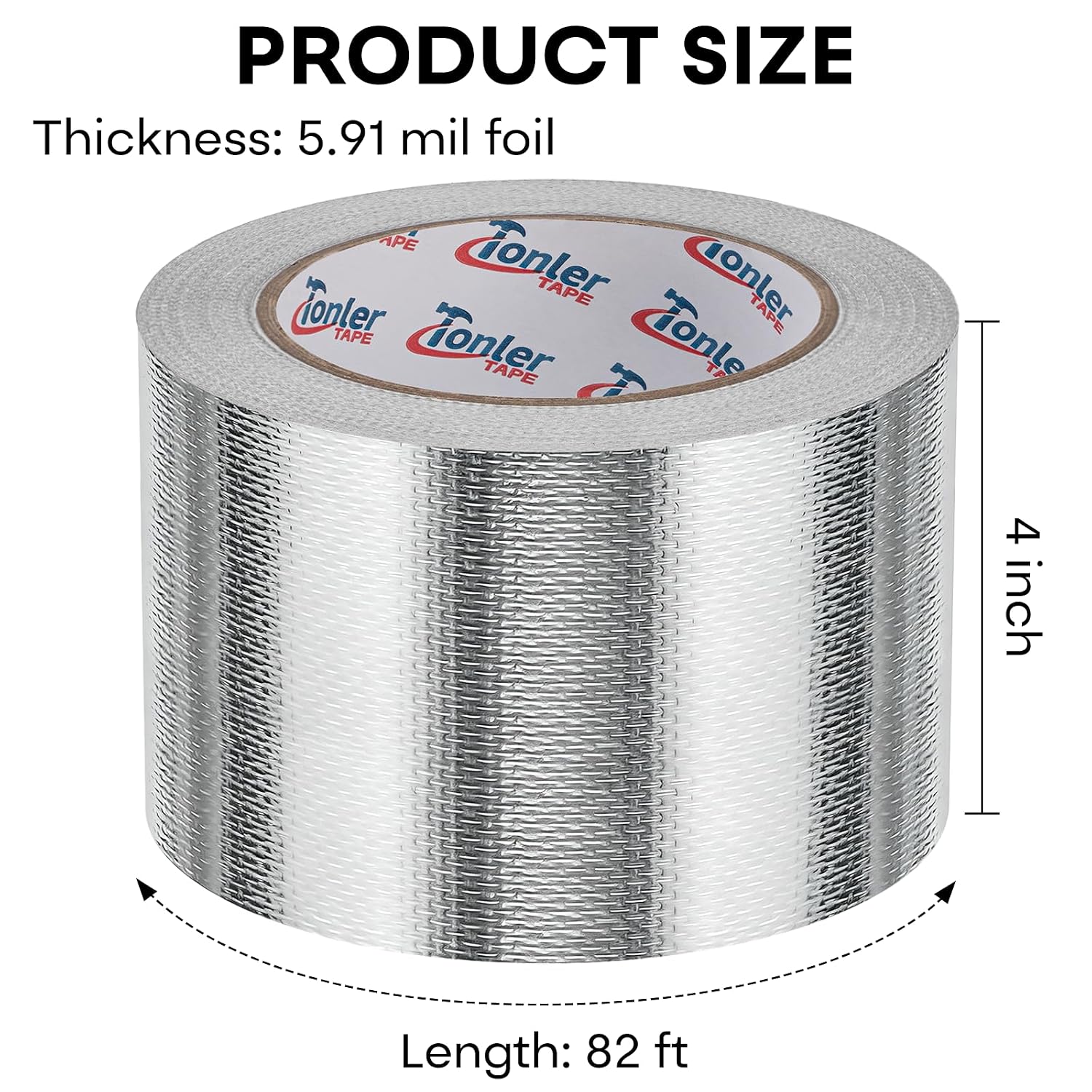 Fiberglass Aluminum Foil Tape 4" x 82ft Flame Retardant Heat Reflective