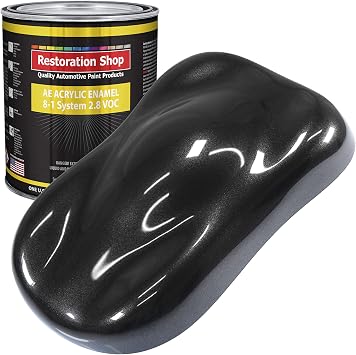 Restoration Shop - Black Sparkle Metallic Acrylic Enamel Auto Paint - Gallon Paint Color Only - Professional Single Stage High Gloss Automotive, Car, Truck, Equipment Coating, 2.8 VOC