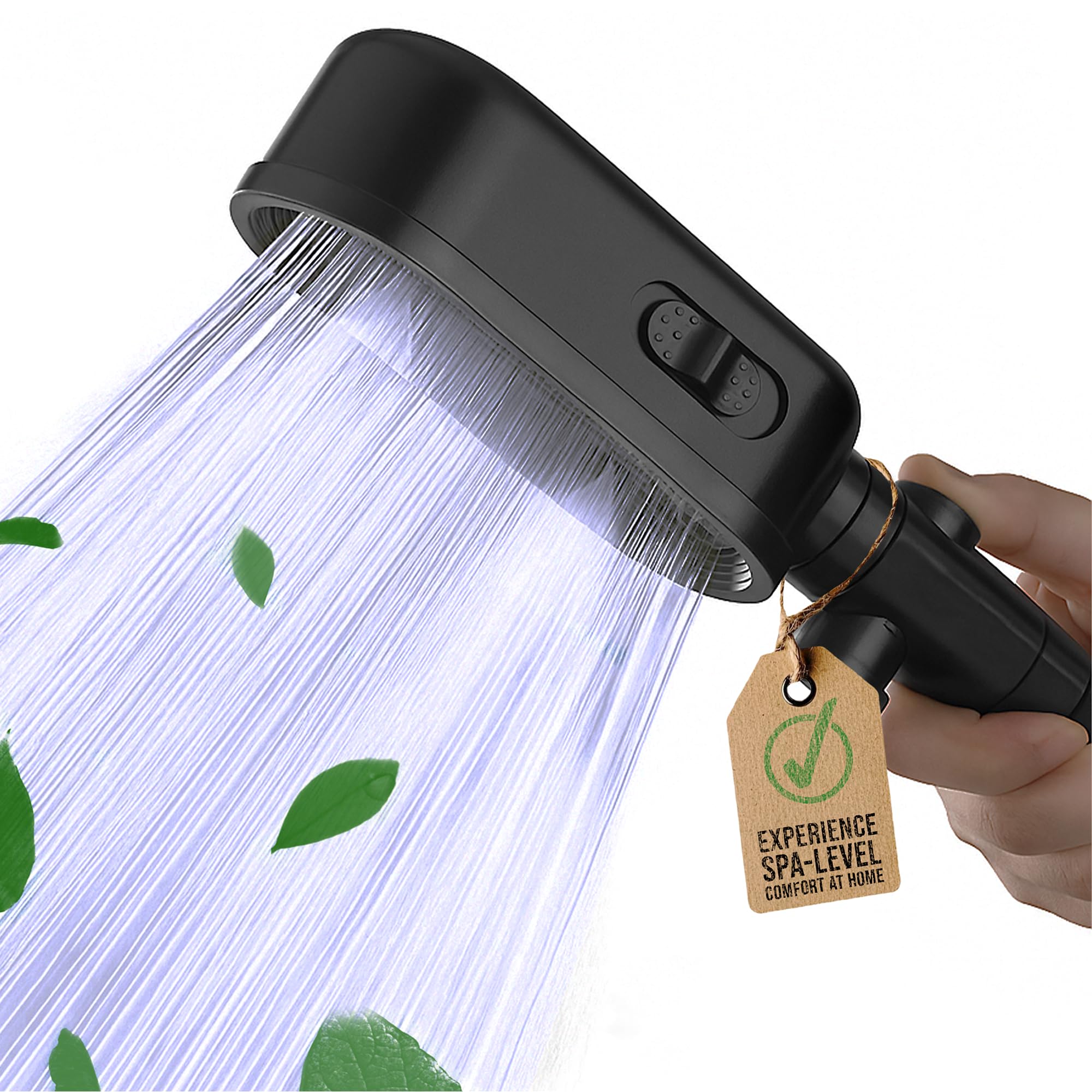Iqounix Black Shower Head, High Pressure Shower Head And Hose With 3 Spray Modes And Pause Switch, Powerful Shower Heads With 1.5M Shower Hose (Black)