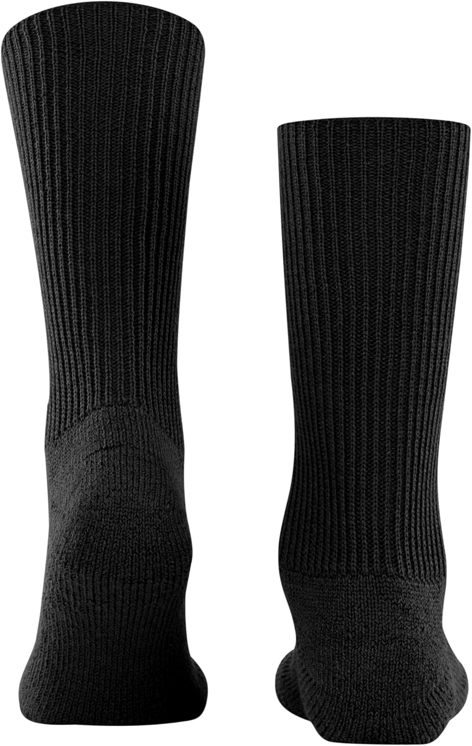 FALKE Unisex Walkie Ergo Socks, Crew Length, Thick Sole, Hiking Sock, Breathable, Moisture-Wicking, Merino Wool, Black (Black 3000), 9-10, 1 Pair