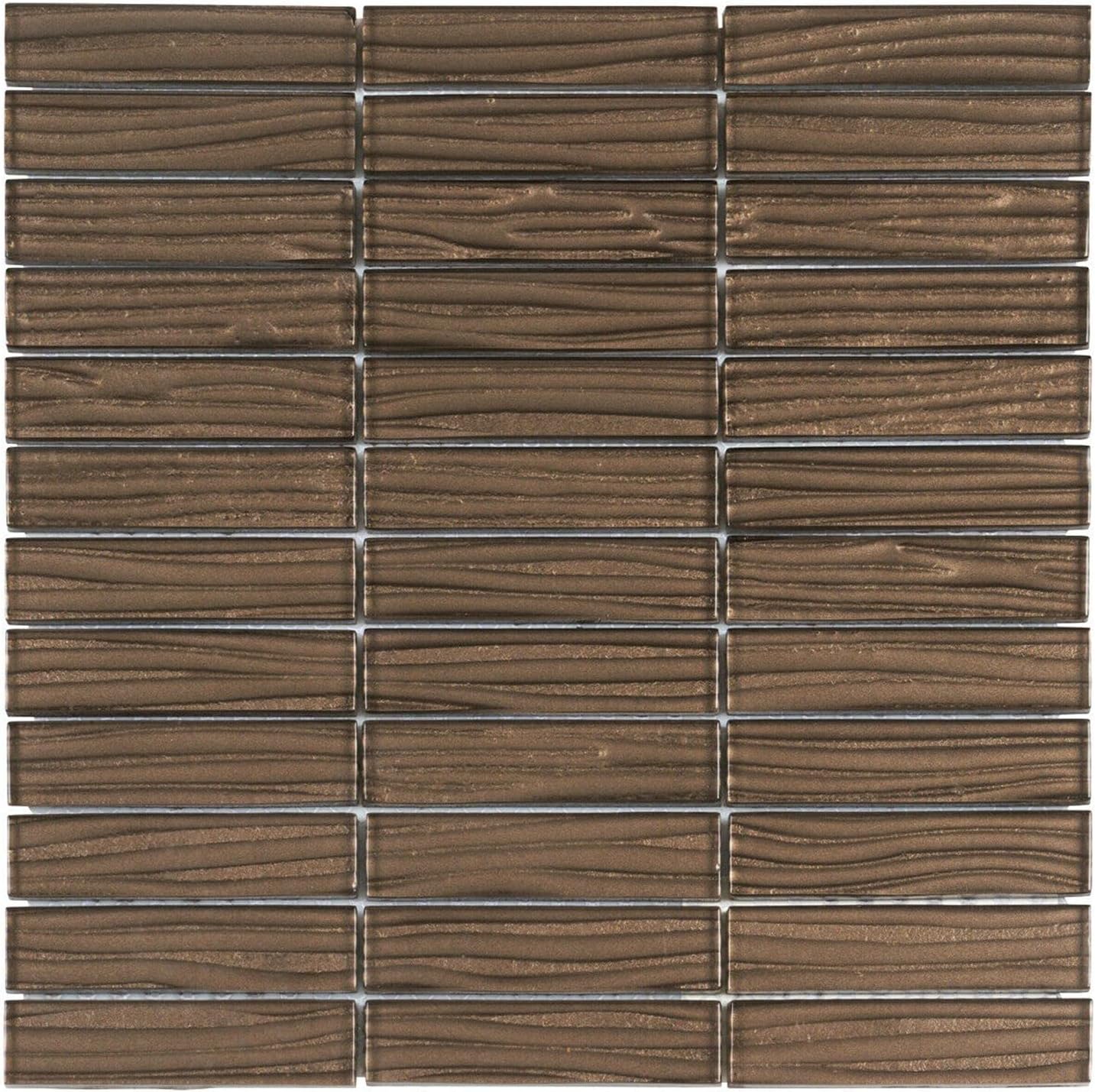 Modket Stacked White Wave Cold Spray Glass Tile Mesh Mounted Backsplash TDH38MO (5 Sheets)