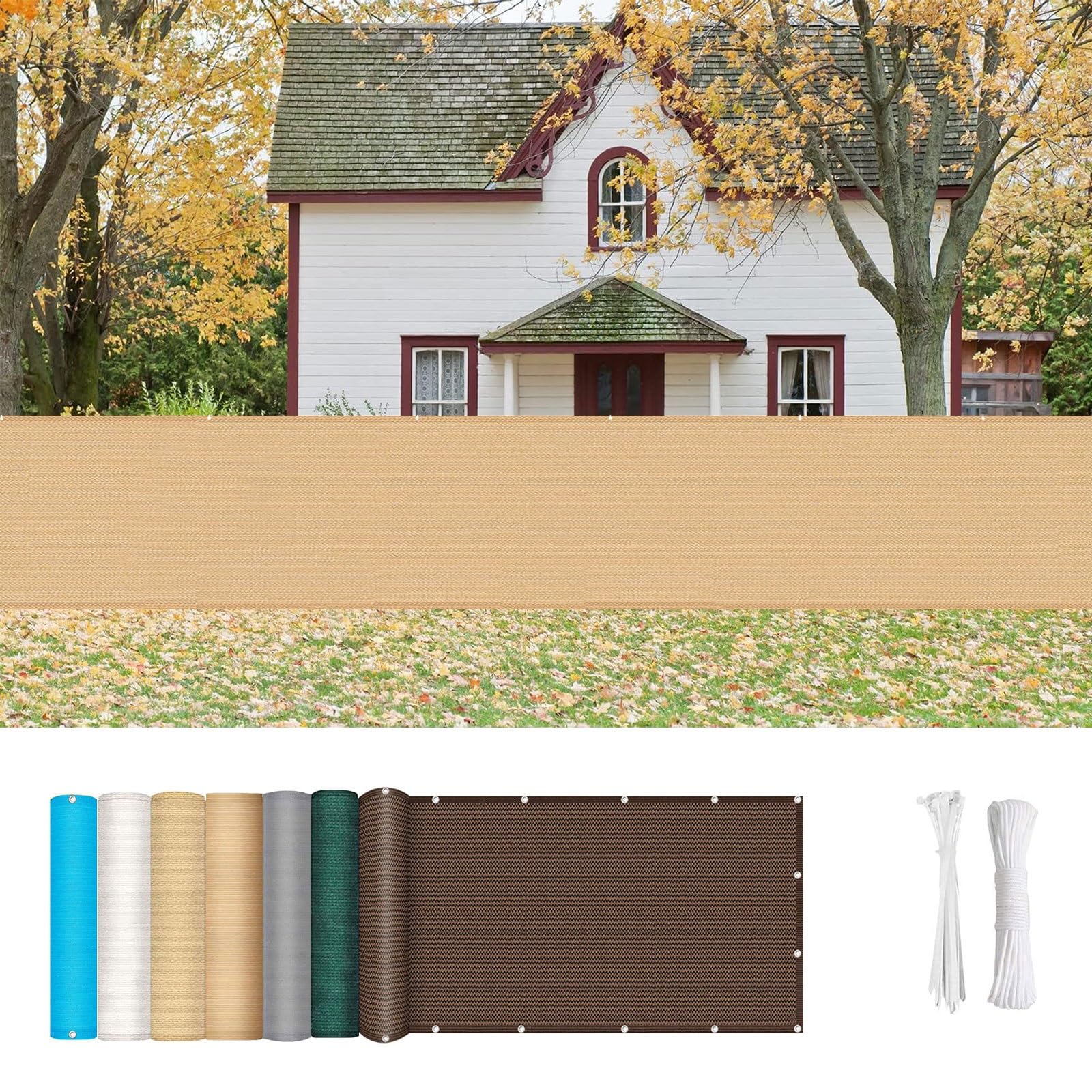 Couverture de confidentialité haut de gamme beige avec oeillets renforcés