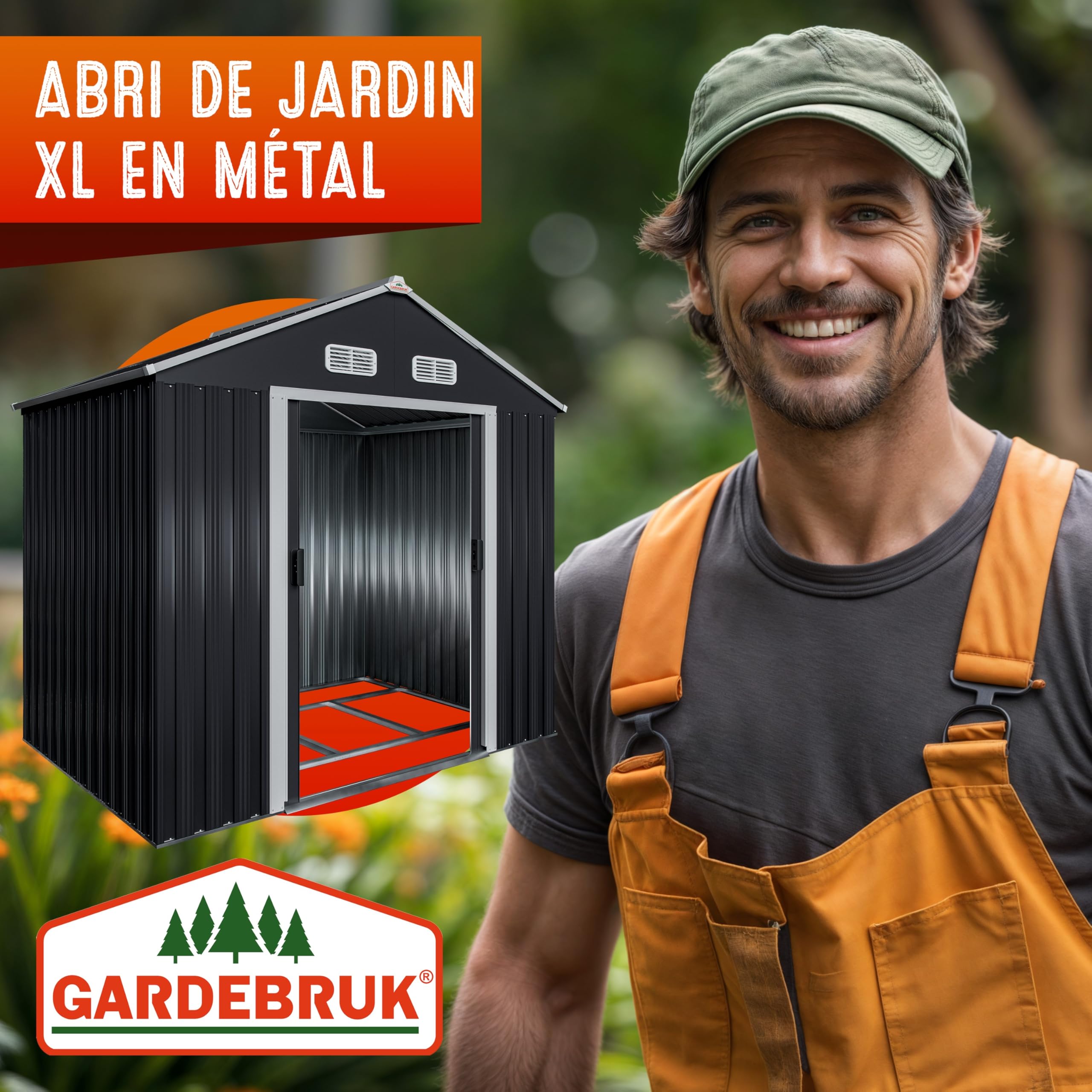 GARDEBRUK® Abri de Jardin métal XL 2m² Fondation 200x135x190cm Porte coulissante Anthracite cabane de Jardin cabanon Rangement Outils 4m³