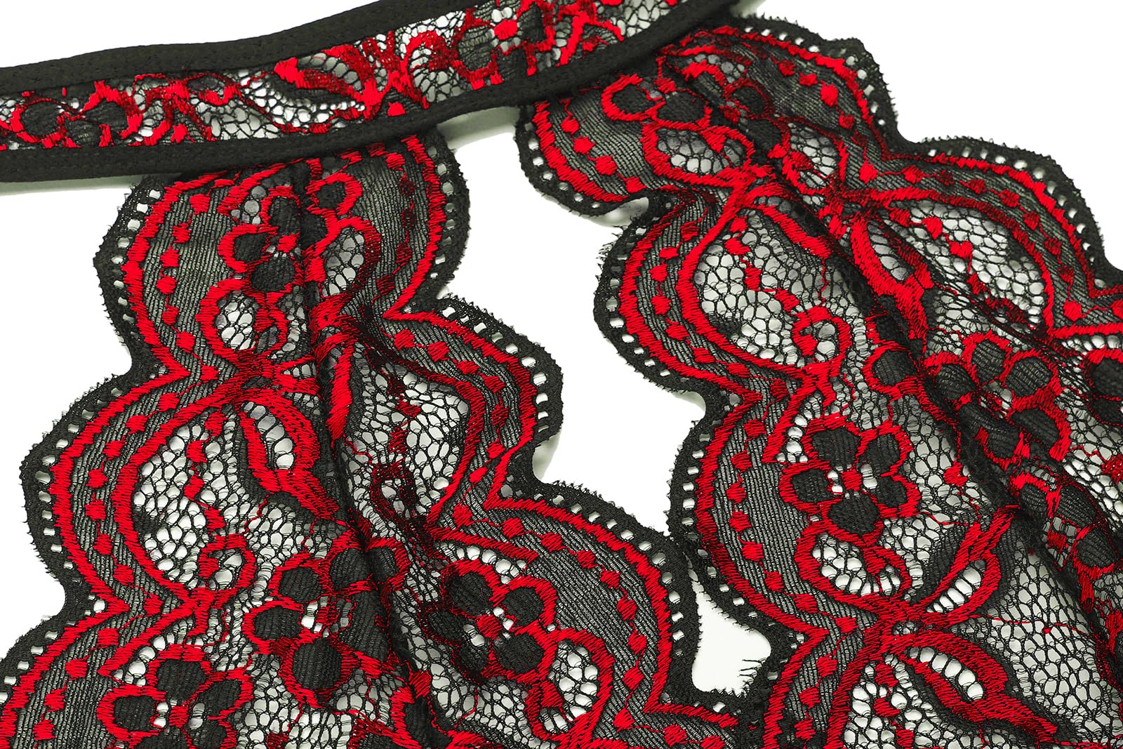 Ababoon Women One Piece Lingerie Lace Sexy Baby Dolls Teddy Sleepwear: Black&red Medium