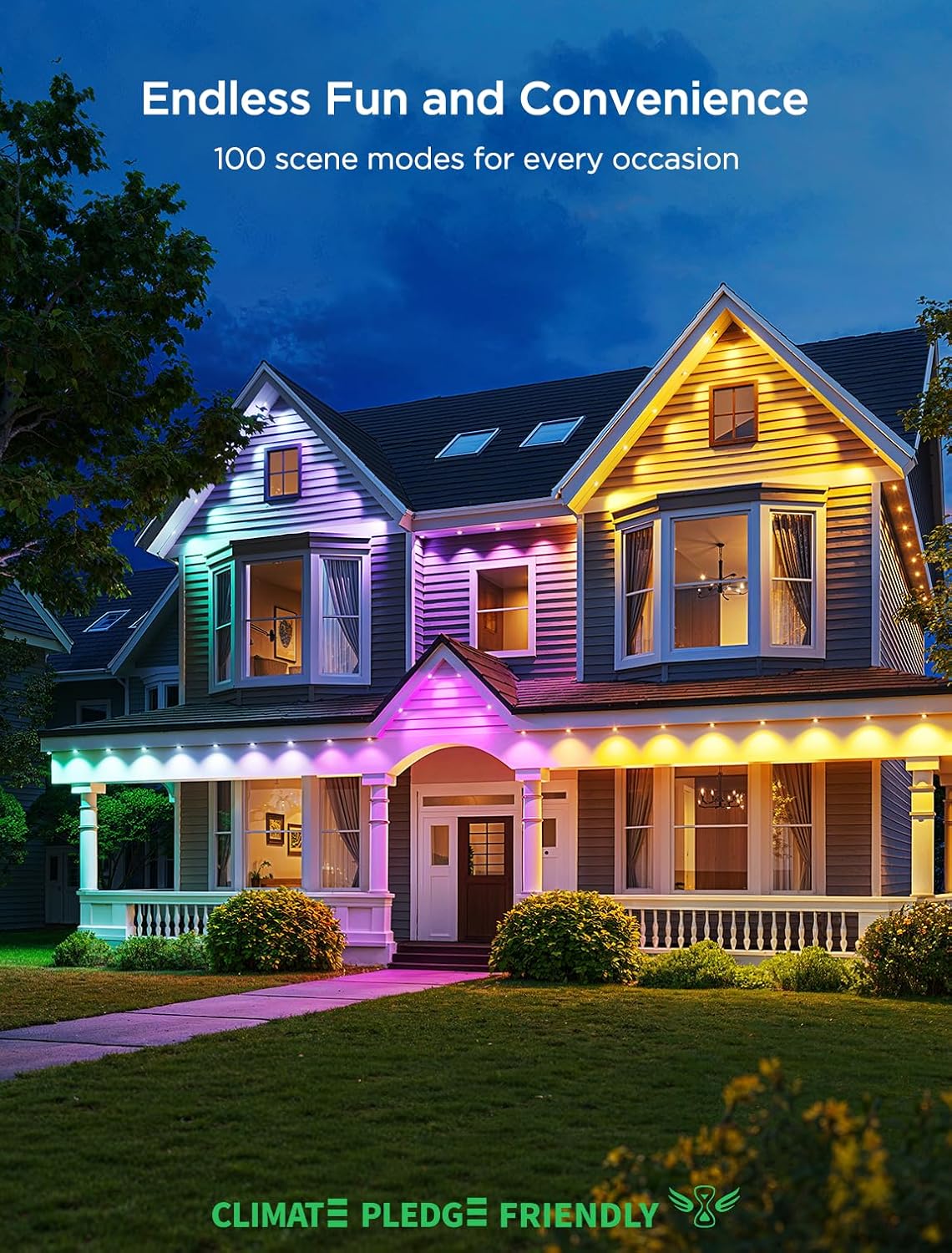 Govee Permanent Outdoor Lights 2, 100ft RGBIC Outdoor Lights with 72 LED Lights, IP67 Waterproof, 100 Scene Modes with 40lm White for Outdoor Decorations, Works with Alexa, Google Assistant, White - Image 2