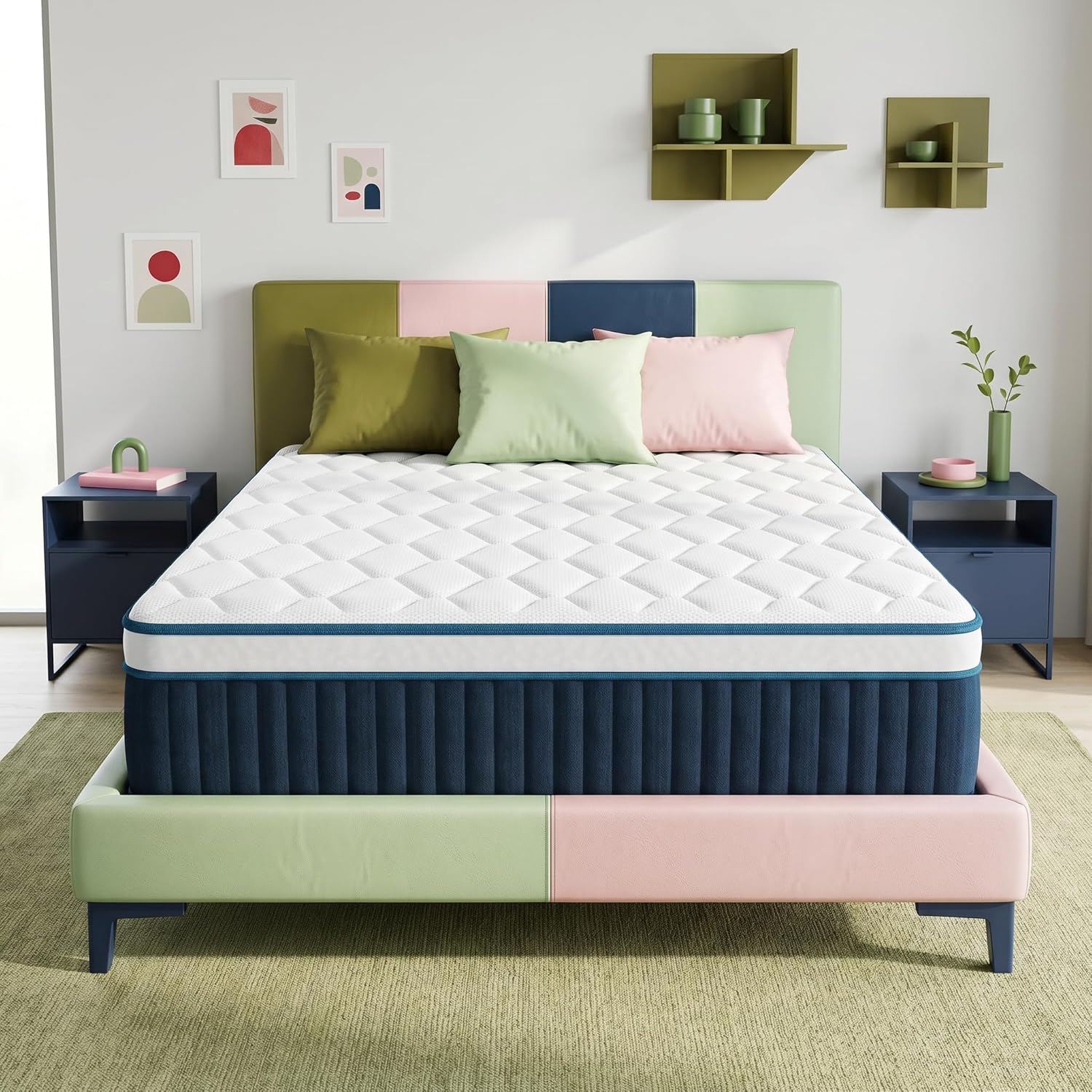 inight Queen Hybrid Mattress 14 Inch, Fiberglass Free & CFR 1633 Compliant, Medium Firm Nebulign Cooling Foam, Supportive Bed in a Box