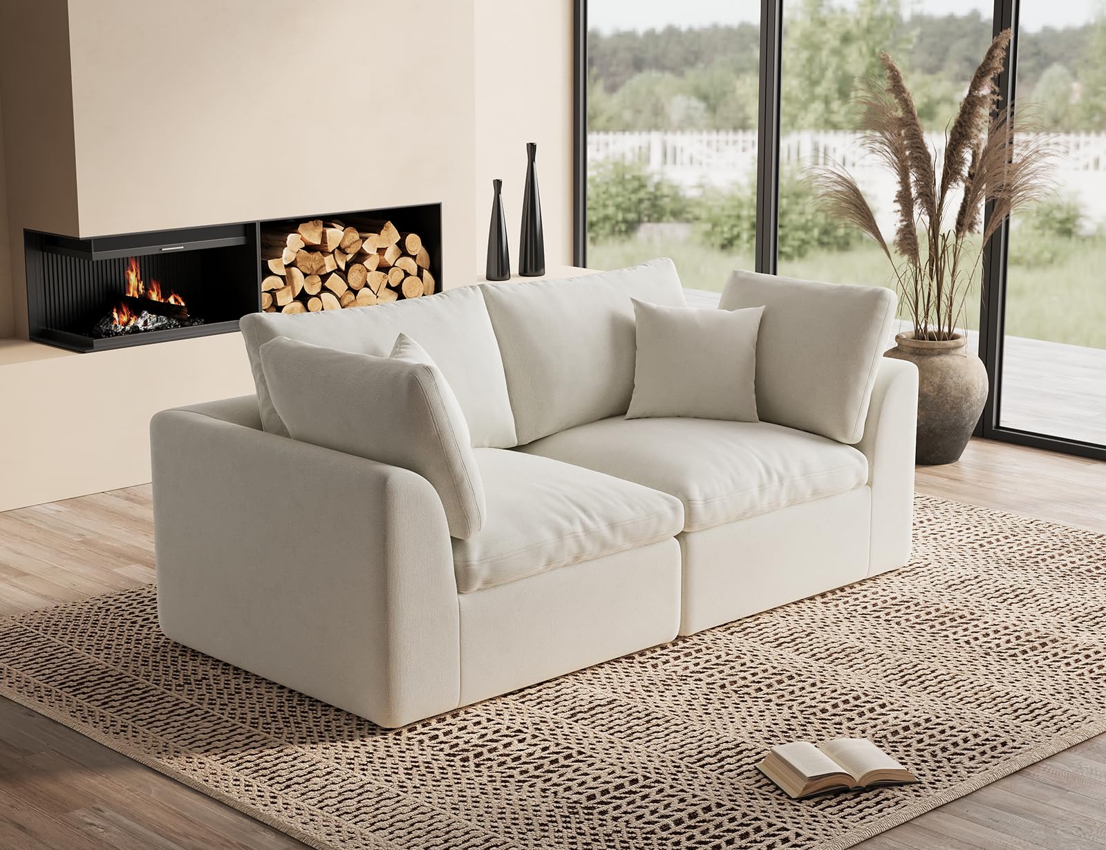 ohllob 78.9 Loveseat Sofa Warm White