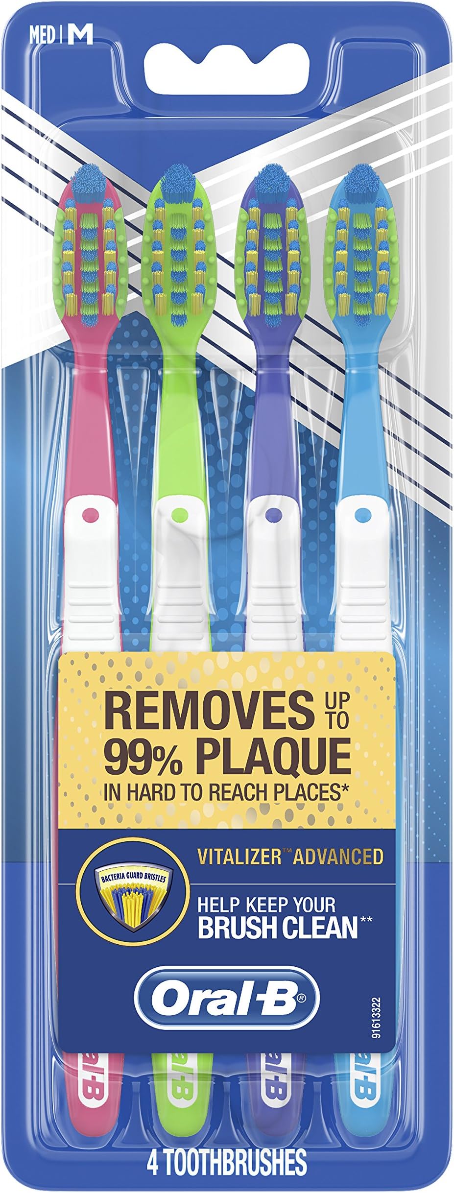Oral-BPro Health Vitalizer Advanced Toothbrushes, Medium, 4 Count