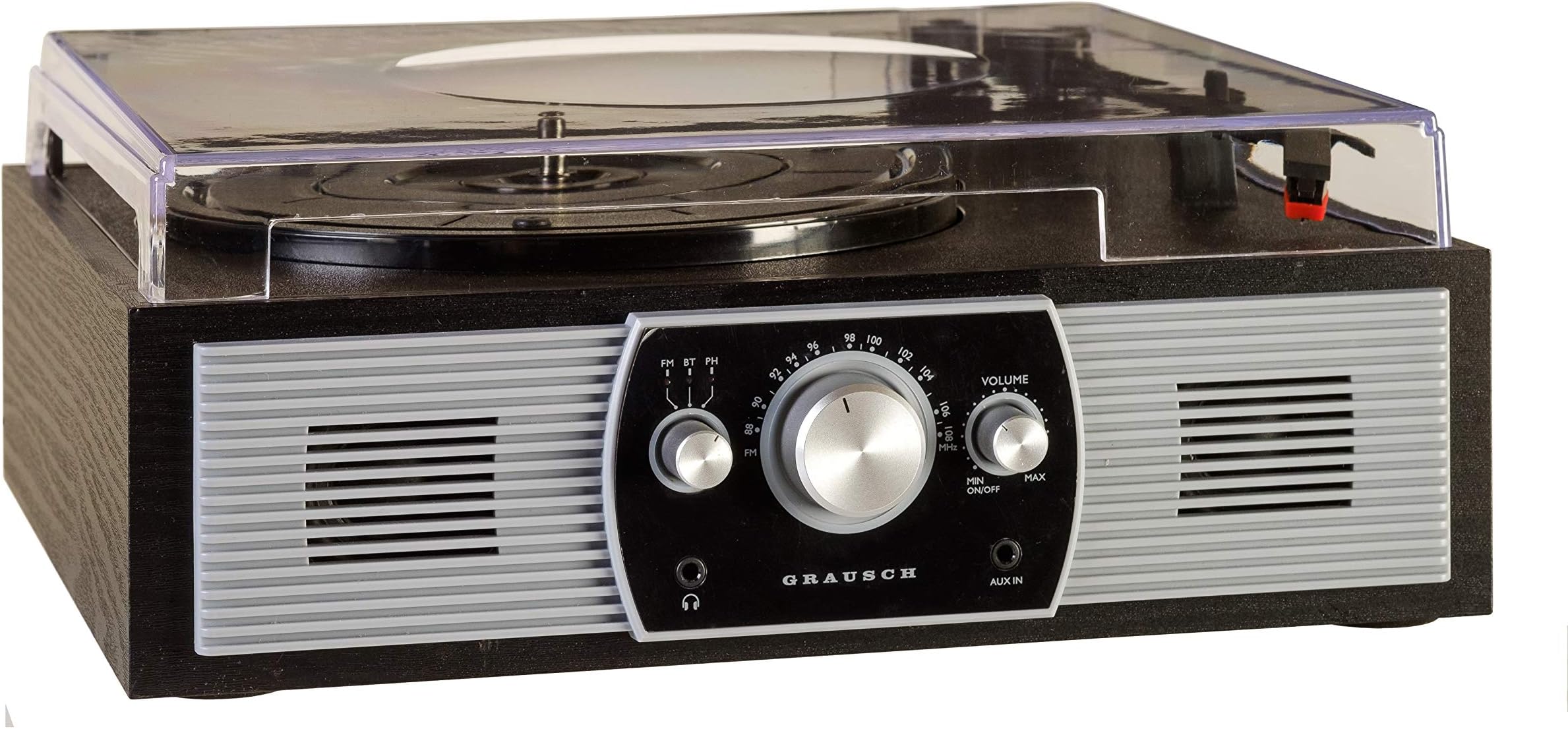PSL150 turntable with Bluetooth and FM radio - black woodgrain finish