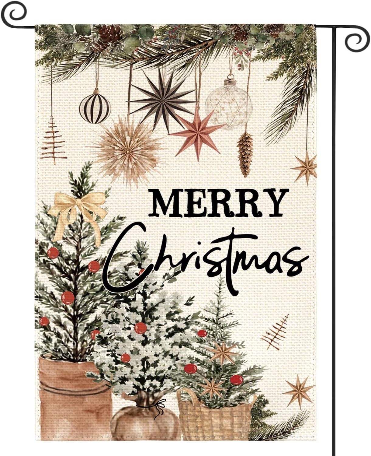 AVOIN colorlife Merry Christmas Garden Flag 12x18 Inch Double Sided Outside, Winter Holiday Yard Outdoor Decorative Flag