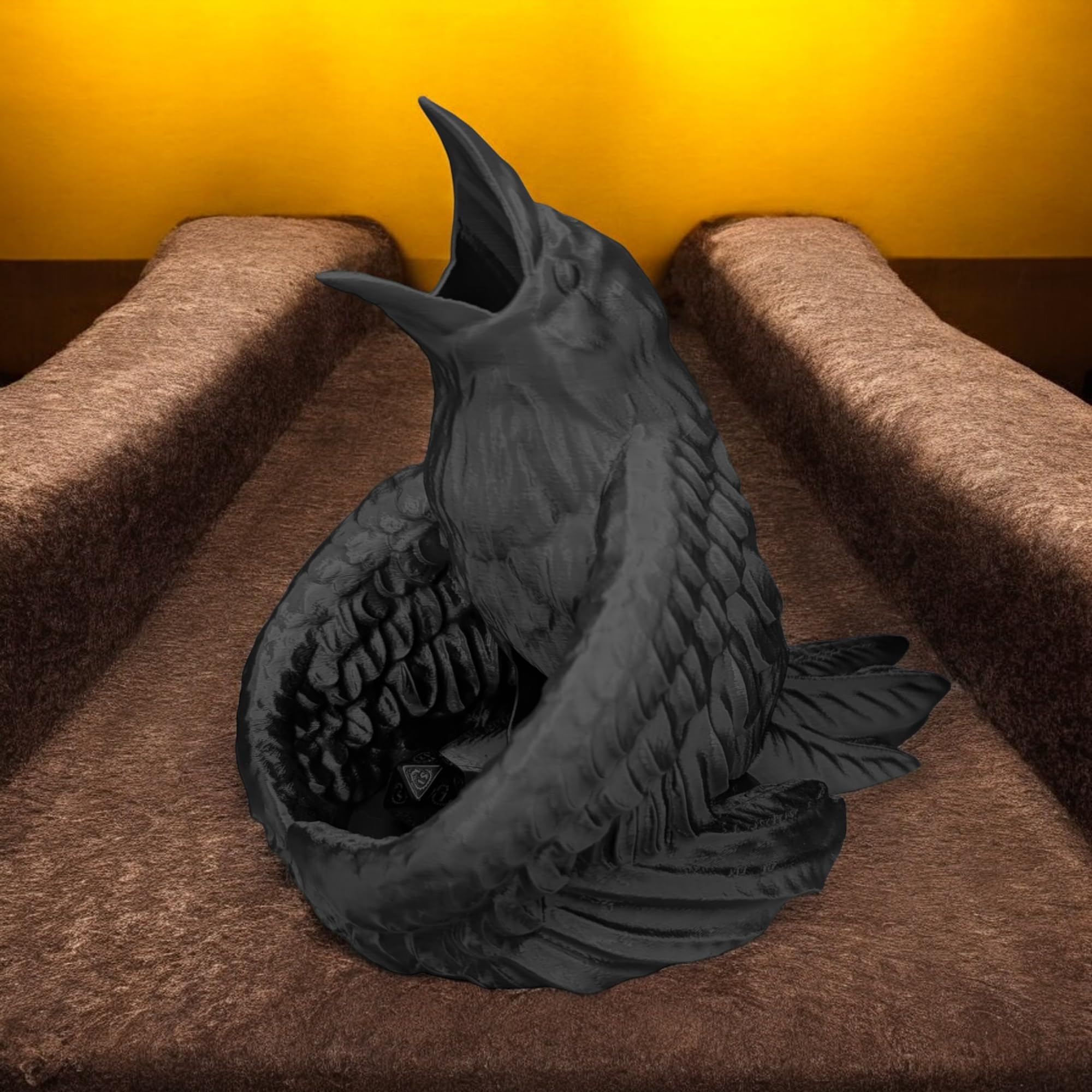 Incantevole torre di dadi Raven per appassionati di giochi di ruolo, accessorio perfetto per dungeons and dragons, ideale per DND, corvo, uccello, gotico, dadi e regali, Warhammer, giochi fantasy, da