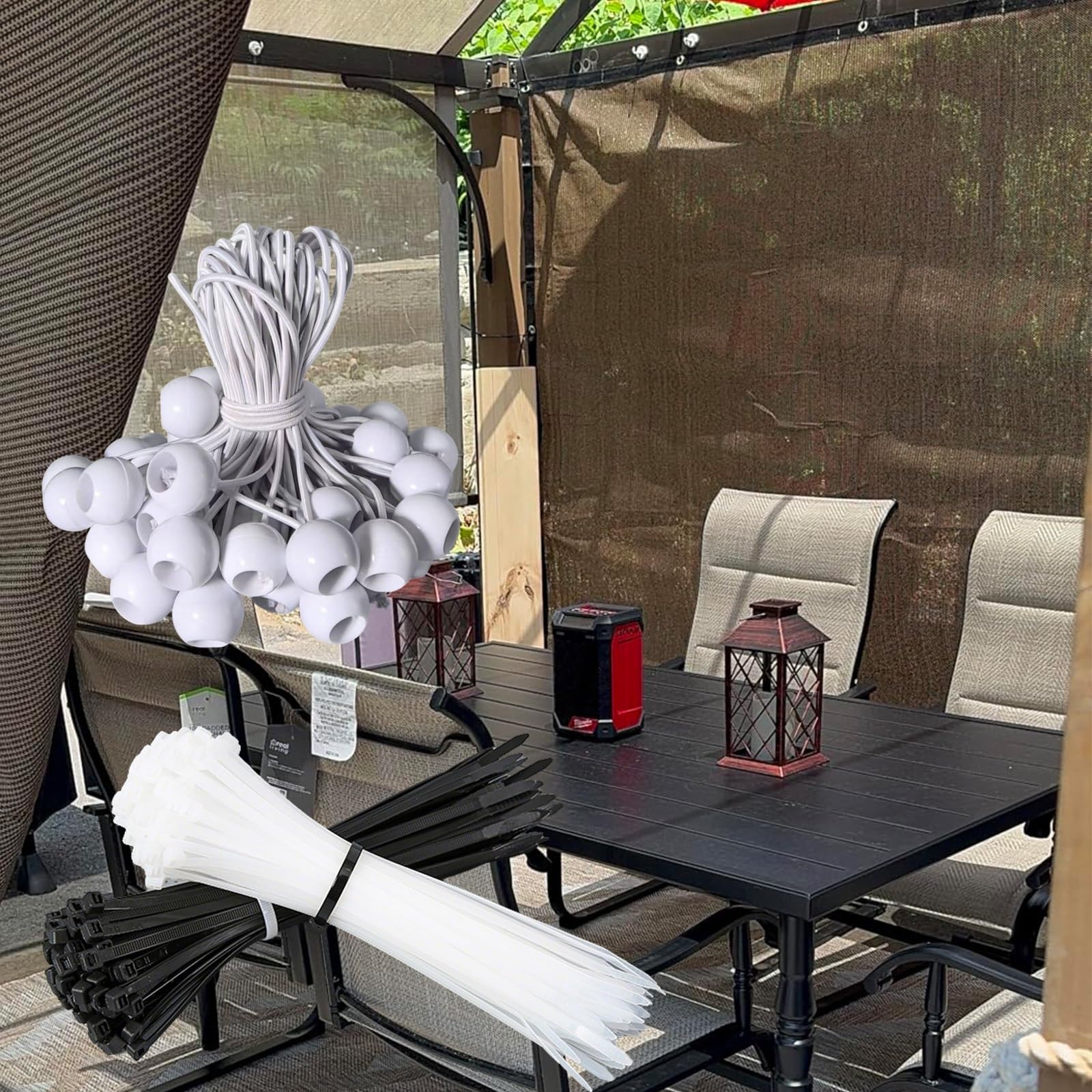 Toile d'ombrage avec oeillets pour créer un coin de fraîcheur sur la terrasse ou le patio