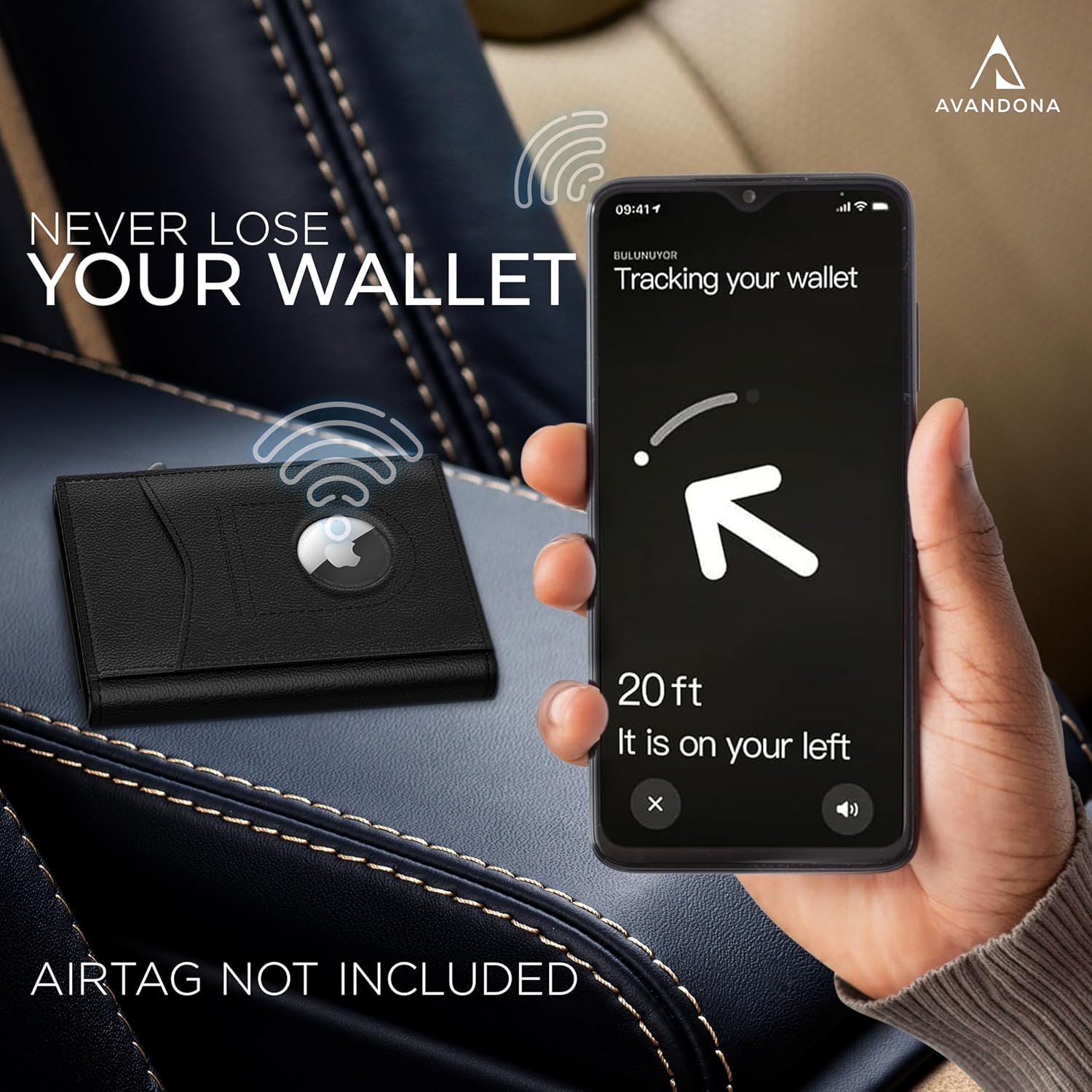 Airtag Wallet for Men - Leather Slim Wallet with Airtag Holder, Mens Minimalist Wallet with RFID Blocking & Money Clip, Gifts for Men - Black - Image 5