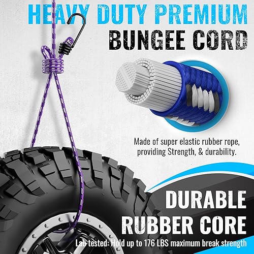 Miniatura 2 de GOEASY0312 Cuerdas Elásticas Premium de Servicio Pesado - 17 Piezas de Cuerdas Elásticas con Ganchos en un Frasco de Almacenamiento Incluye 10