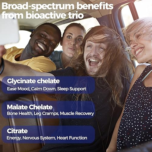 Miniatura 4 de Complejo de suplemento de magnesio 400 mg, glicinato de magnesio, malato, citrato con cúrcuma 300 mg para calma, nervios, energía, calambres