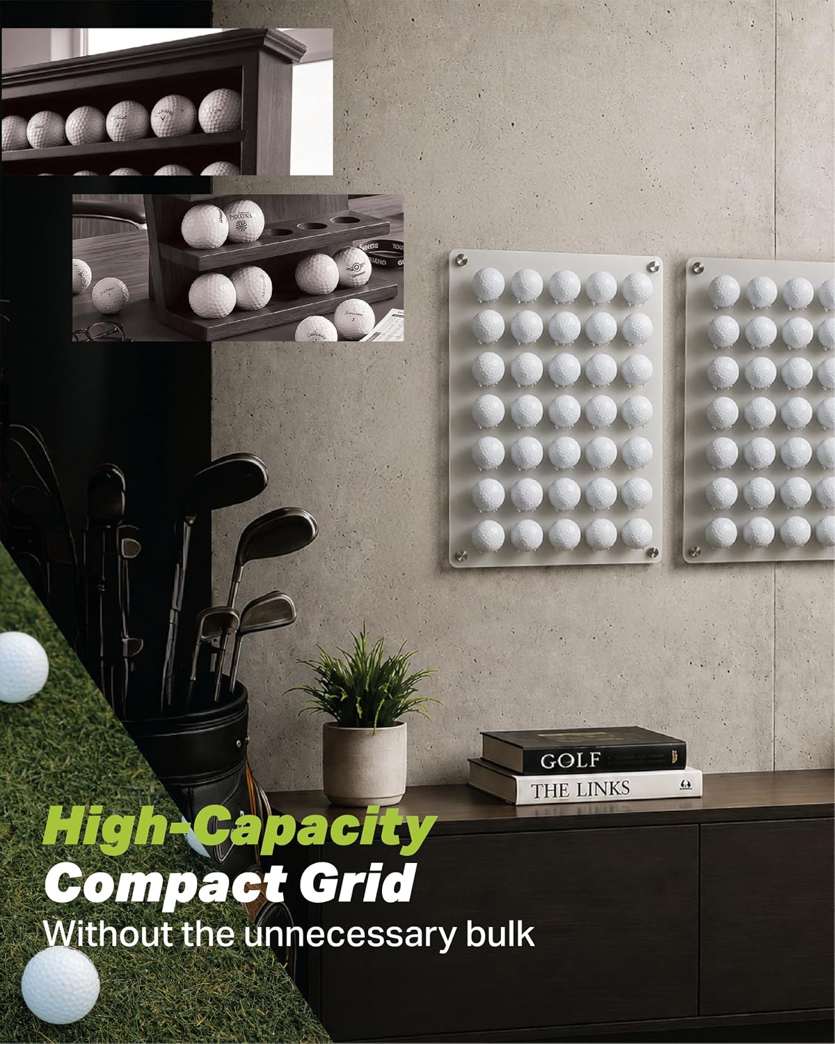 Metal Golf Ball Display Case Wall Mount - 35-Golf Ball Holder Display Rack | Golf Ball Wall Display - Golf Ball Display Cabinet - Golf Accessories for Men Sports Gift Memorabilia Wall Decor for Home