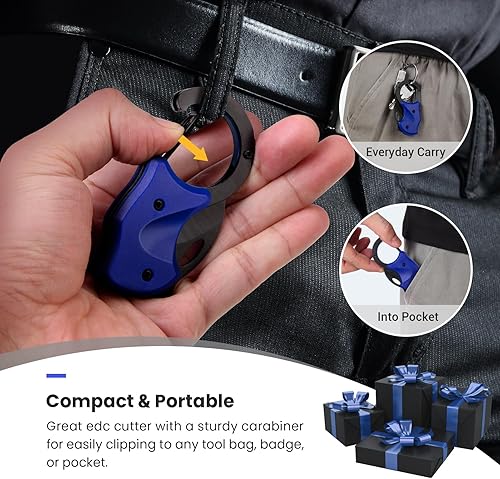 Vista 23 de Cuchillo de bolsillo pequeño de regalo para hombres, cortador de caja de llavero con hoja de 1.34 pulgadas, mini cuchillos plegables EDC