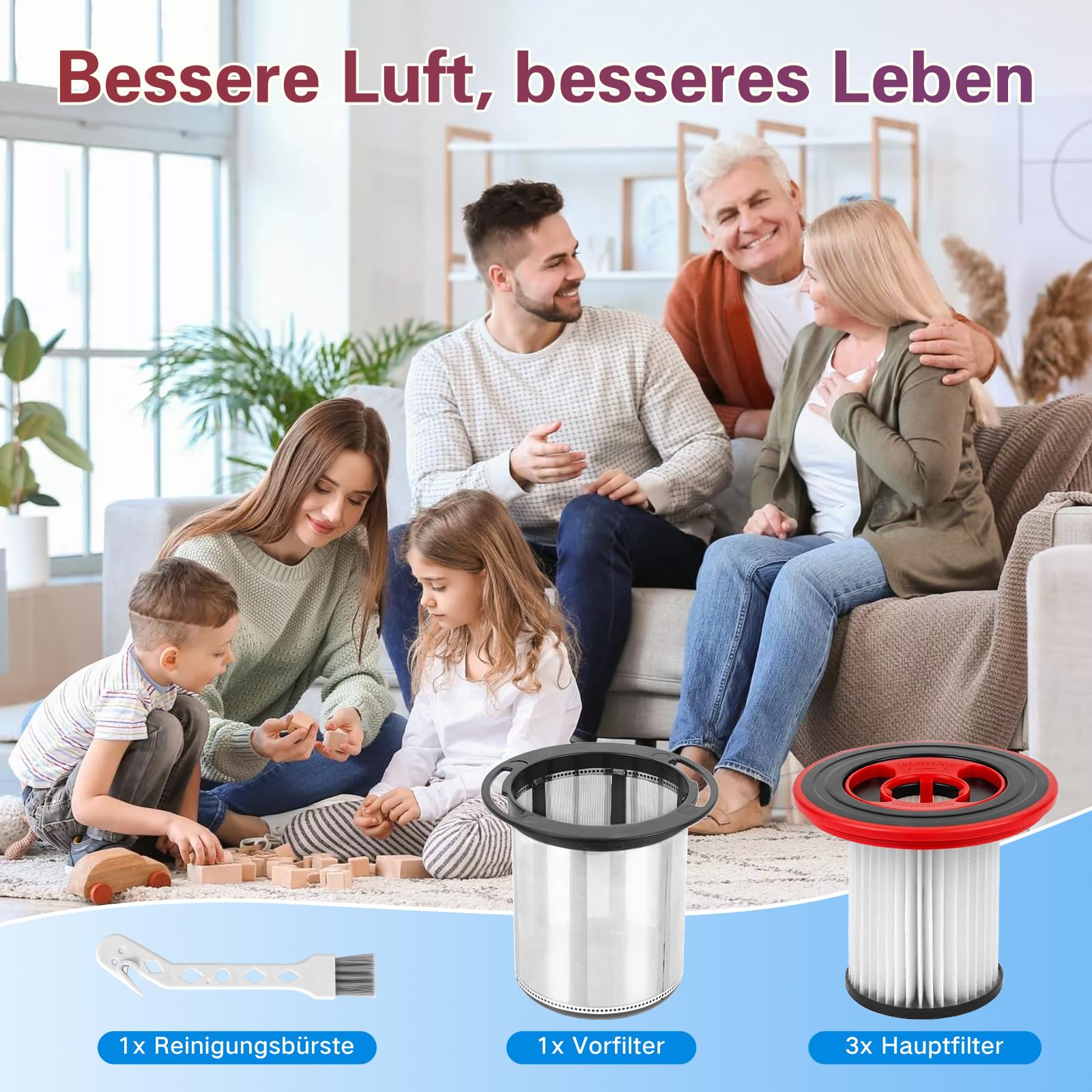 4 Stück 12040193 Ersatzfilter für Bosch Unlimited Serie 7 Akku-Staubsauger BKS711XXL, BBS711W, BBS712A, BCS711GB, BKS711MALL Filter mit Reinigungsbürste