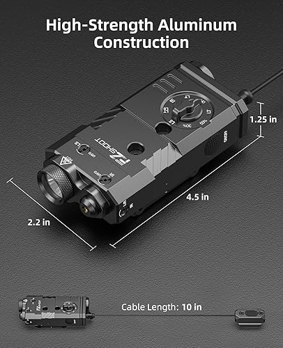 Miniatura 7 de EZshoot Luz de rifle de 1600 lúmenes, láser IR 3 en 1, combo láser de luz Ar magnética recargable con interruptor remoto, linterna táctica para