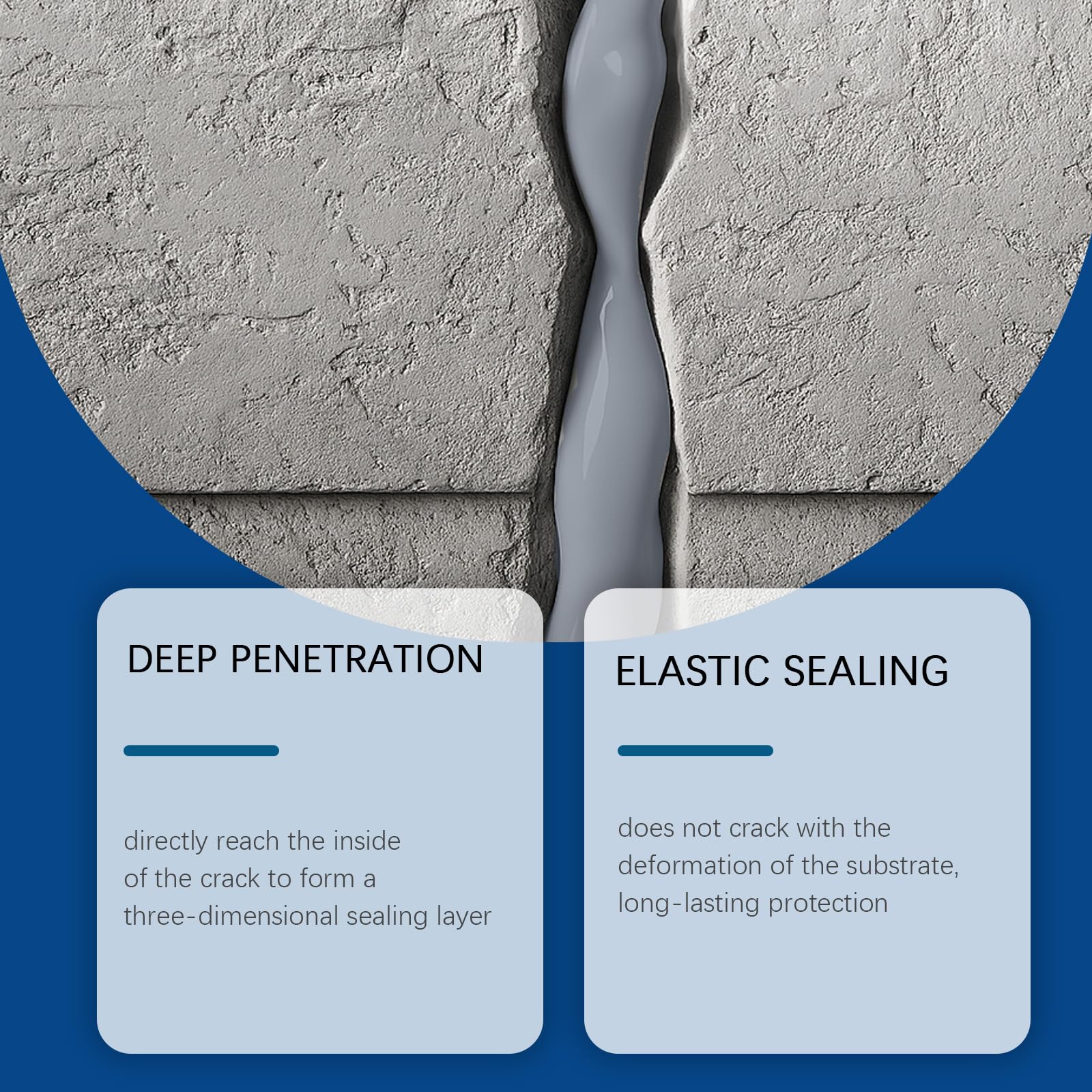 Mastic de réparation de fissures pour béton imperméable et autonivelant, mastic ciment haute élasticité, mastic anti-fissuration imperméable et haute élasticité, adhésif de réparation haute (6PCS)