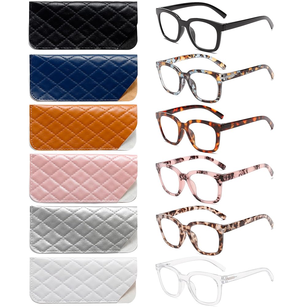 ZXYOO 6 Pack Oprah Style Reading Glasses for Women Blue