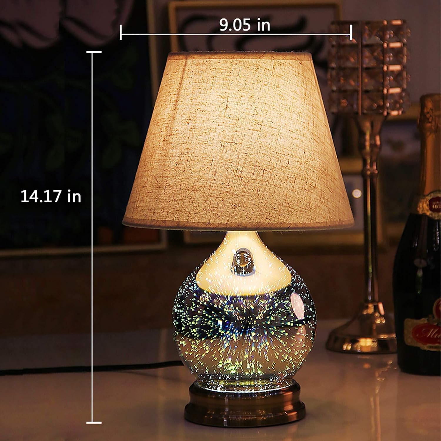 Porseme Table Lamp Pillar+Aladdin(Both with Bulb Included)