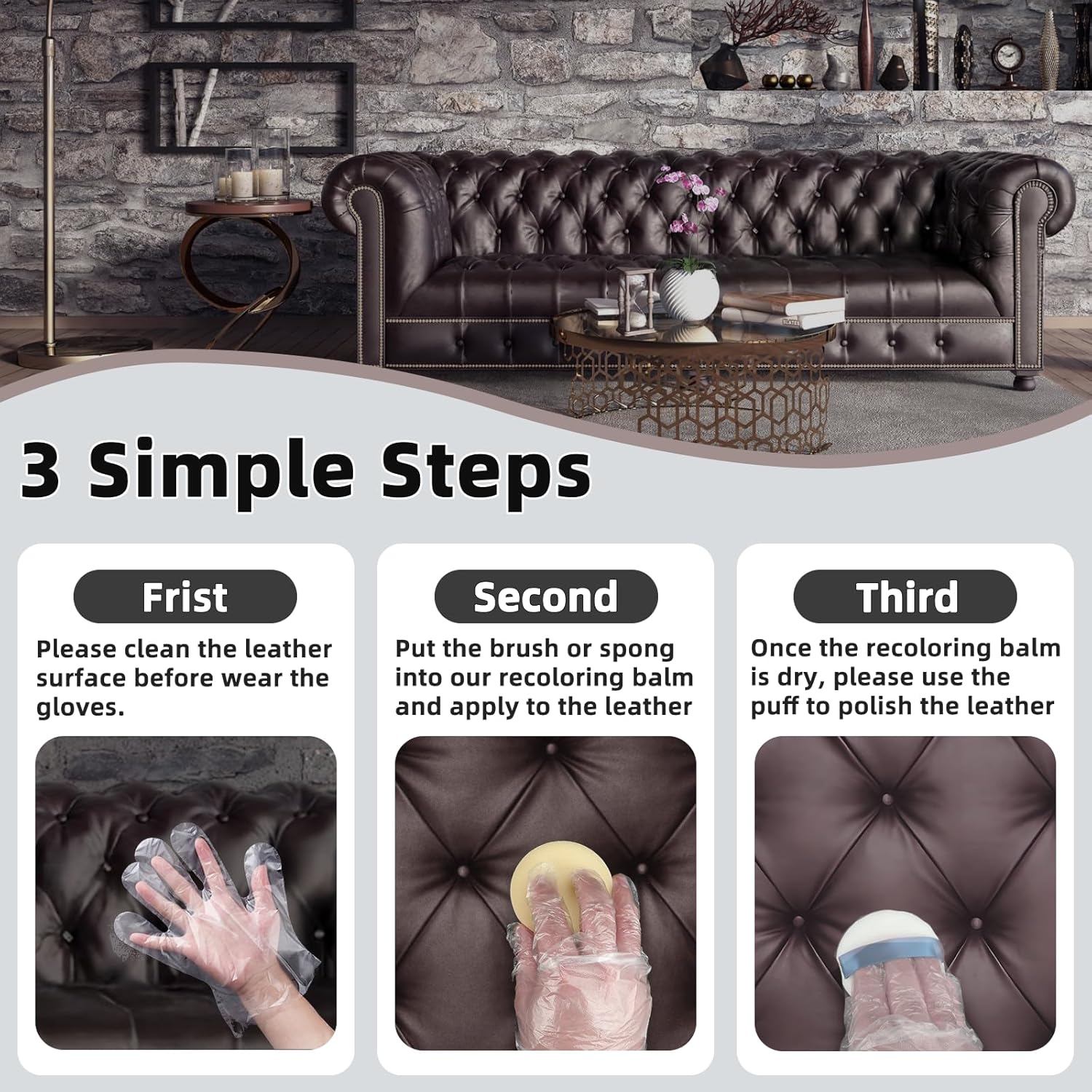 Malydyox Leather Recoloring Balm, 10 oz Leather Color Restorer Conditioner, Leather Color Repair Patch, Leather Restorer for Couches, Leather Color Repair Kits for Furniture, Sofa (Dark Brown) - Image 5