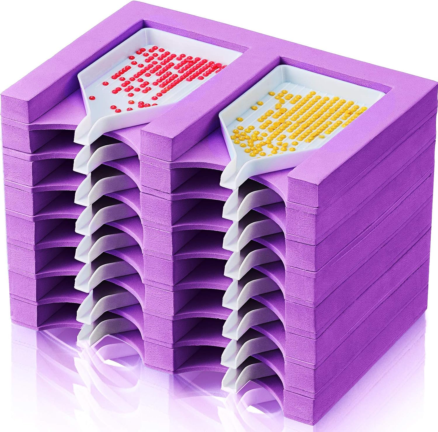 16 Slots Diamond Painting Tray Organizer Diamond Painting Accessories Tray Tower Organizer Multi-Boat Holder Tools Kits for Adults DIY Crafts(Purple)