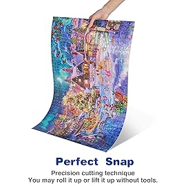 Lavievert Wooden Jigsaw Puzzle 1000 Piece Puzzle for Adults - Christmas Tree, Snowman, Milu Deer & Presents on Snowy Christmas Eve