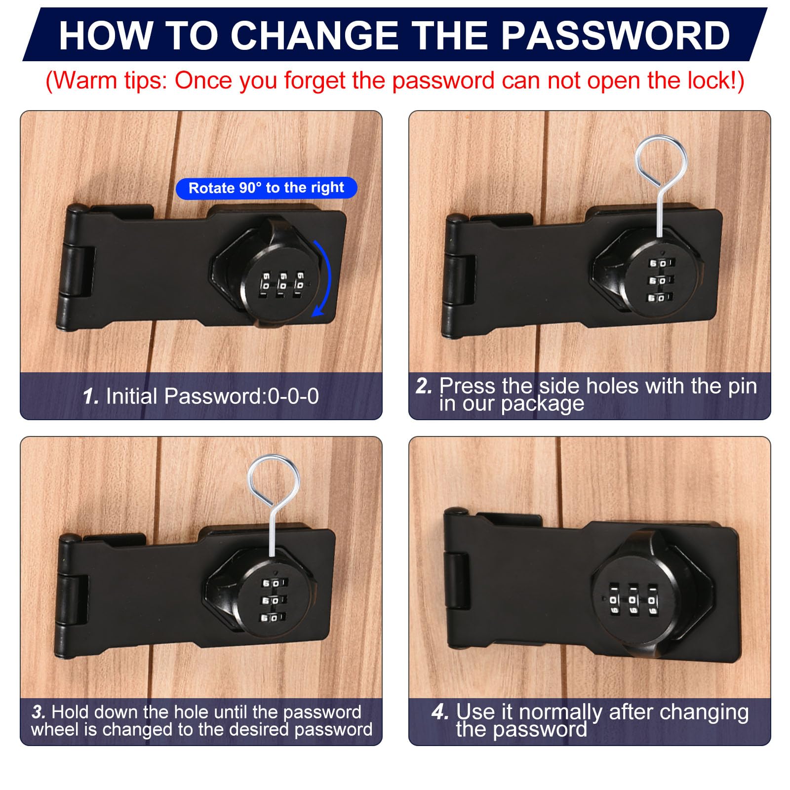 PATIKIL Household Cabinet Password Lock With 3-Digit Combination - Image 4