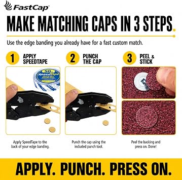 FastCap Custom Color Punch Kit Basic for Making Peel-and-Stick FastCaps | Power Screws, Hole Punch Tool, 1 x 50' SpeedTape Included, Made for Professional Contractors and Technicians, 80056