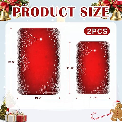 Miniatura 9 de ArtSocket Juego de 2 alfombras y tapetes de baño de Navidad, tapetes de baño de trineo de Navidad de Papá Noel, antideslizantes, absorbentes de
