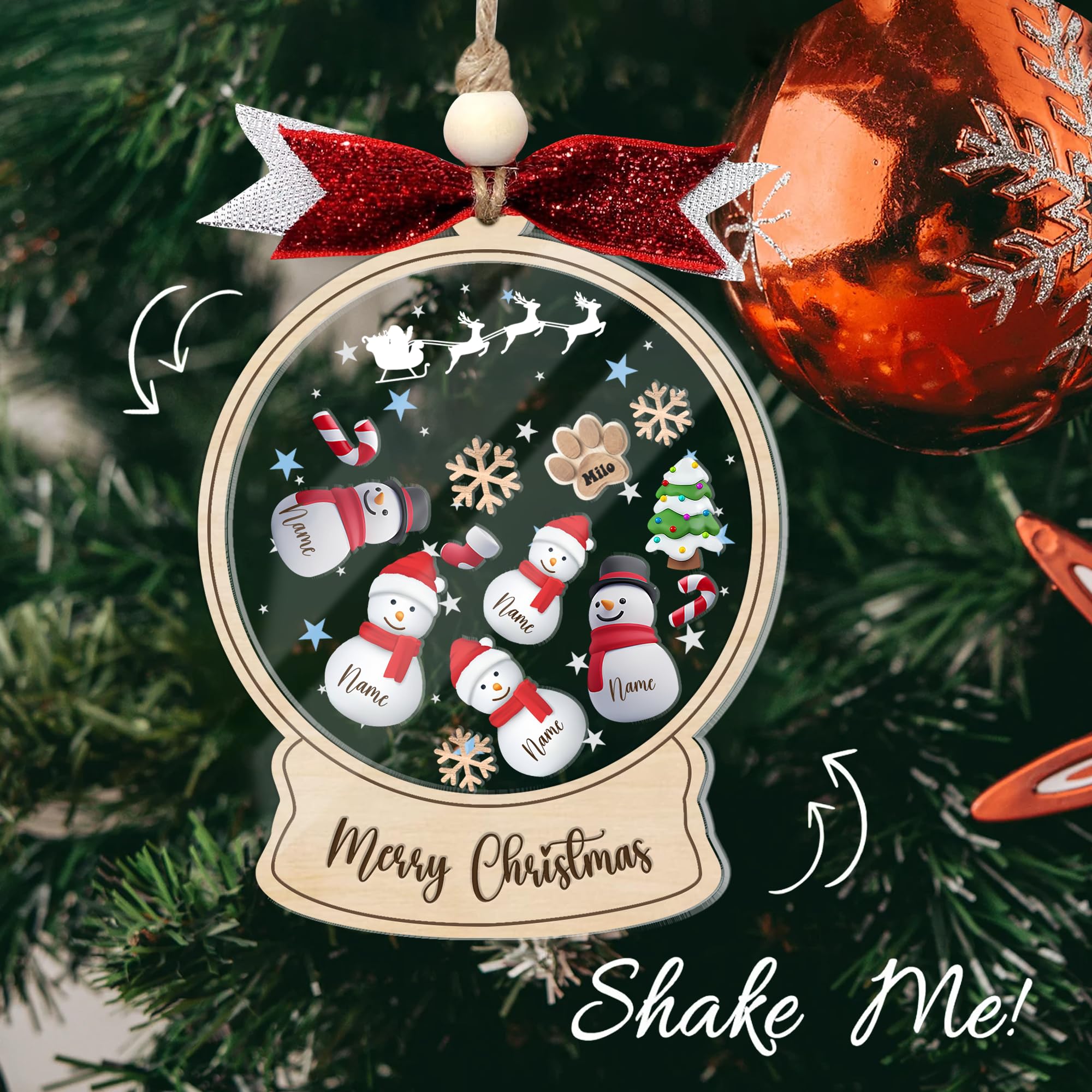 Personalized Christmas Ornaments – Custom Family Ornaments with Names, Baby’s First Christmas Ornament, Snow Globe, Snowman, and More – Unique Holiday Decorations for Christmas Tree and Gifts (B59)