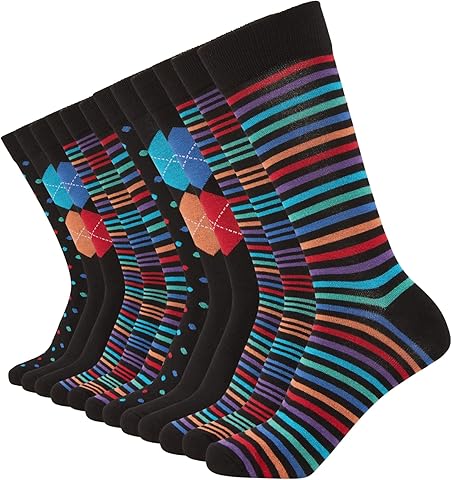 FM London Calcetines de bambú hombre (paquete de 12) - Calcetines para hombre lisos y estampados diseñados para sentirse suaves y resistir el olor - Calcetines multicolores y negros para hombre