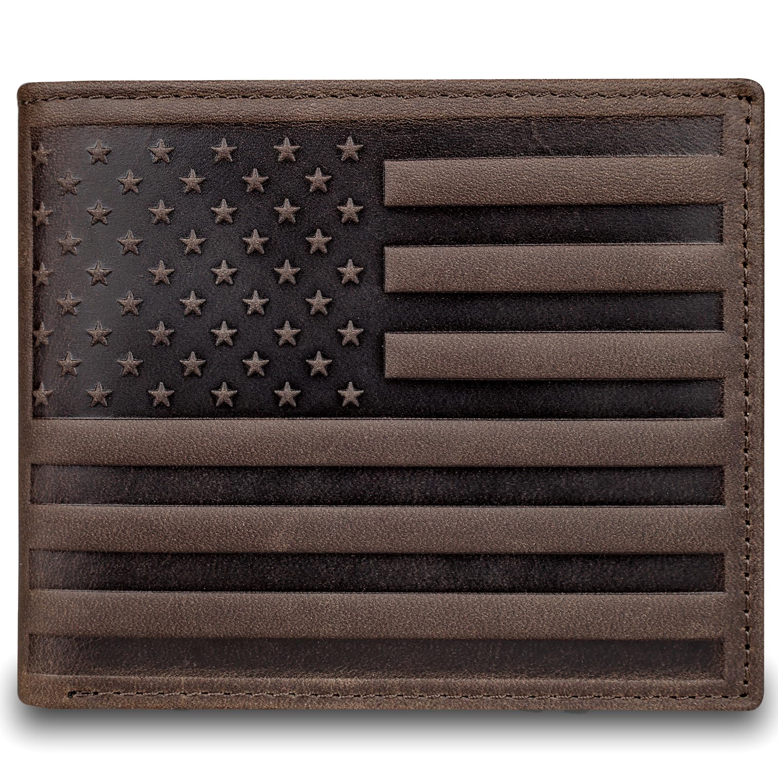 DK86 Mens Wallet USA Flag Bifold Wallet for Men RFID Blocking Extra Capacity Multiple Card Slots with 2 ID Windows (vintage coffee with us flag)