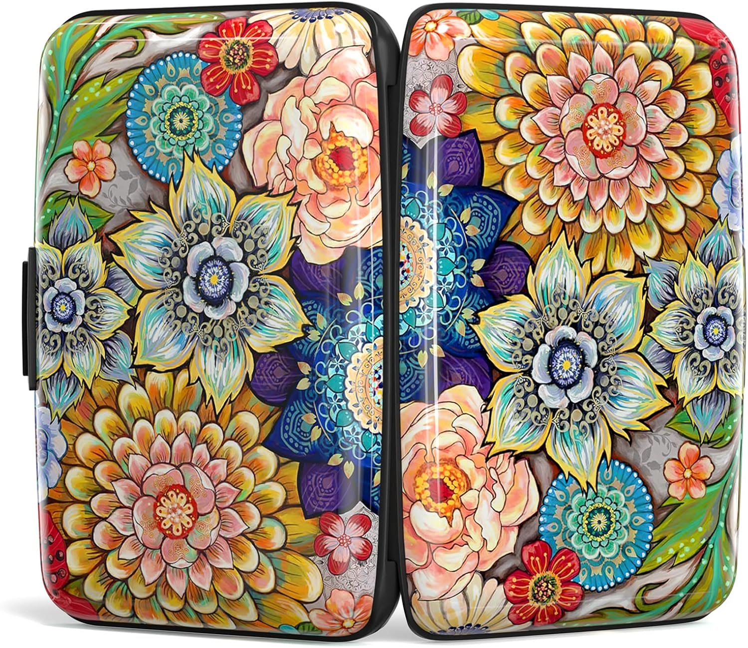Credit Card Holder for Women, Small RFID Metal Credit Cards Wallets Cute Business Card Holder Pocket ID Case, Mandala Flower image 4