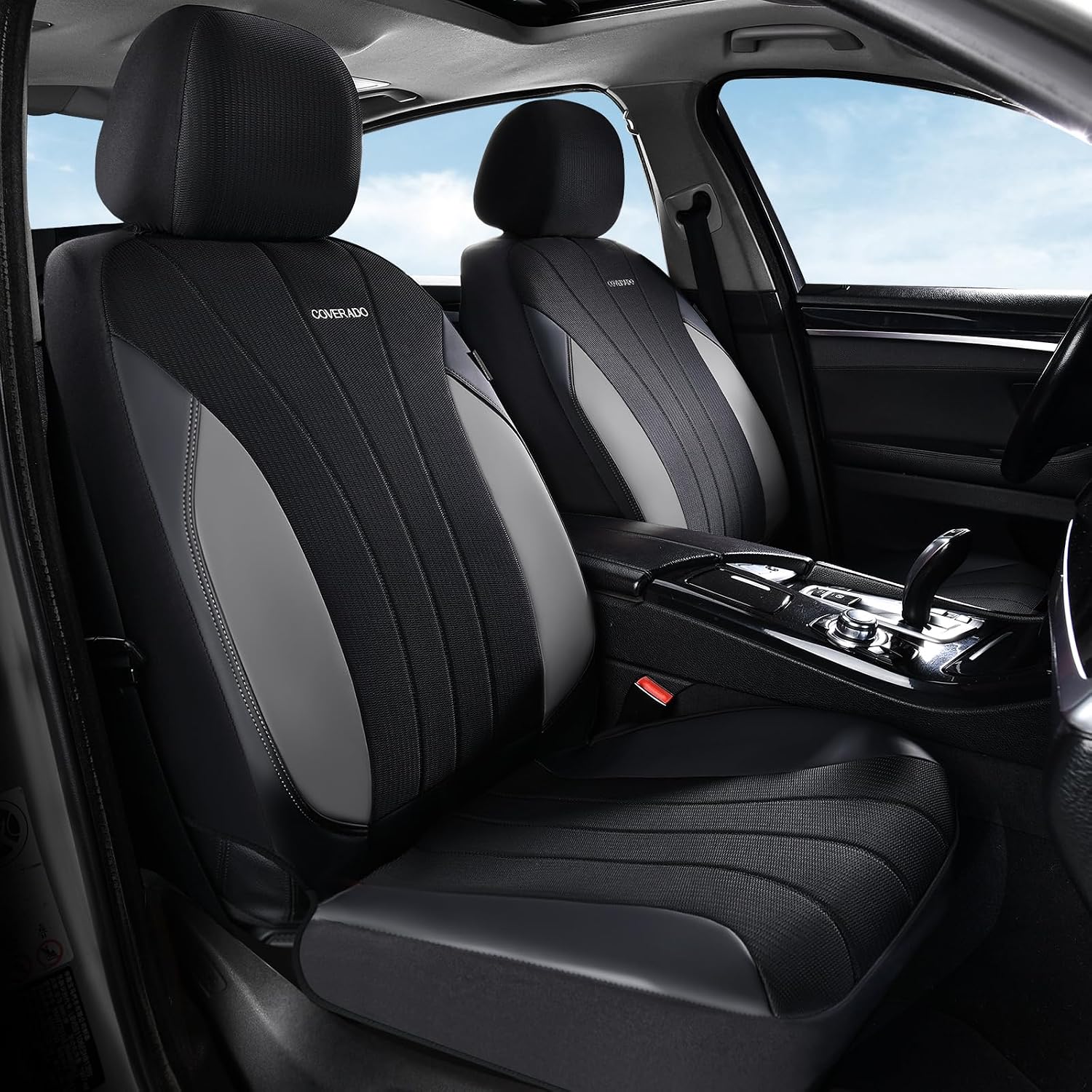 Coverado Automotive Seat Cover Full Set, Front and Rear Seat Covers, Waterproof Car Seat Covers 5 Seats, Luxury Car Seat Protectors Universal Fit for Most Vehicles, SUV, Truck, Sedan