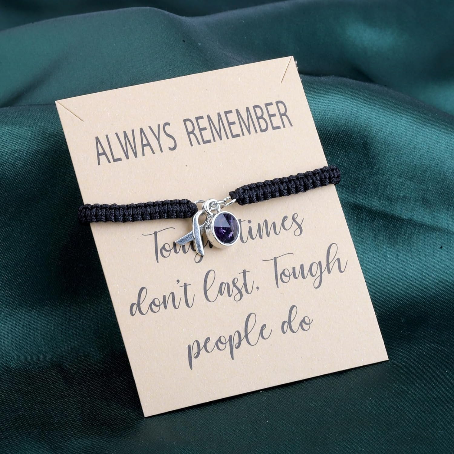 CENWA Lavender/Purple Awareness Ribbon Adjustable Bracelet Lavender/Purple Awareness Ribbon Charm Bracelet for Women - Image 3