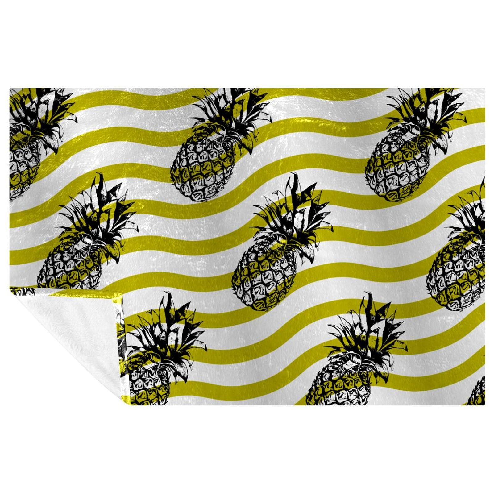 Couverture douce et chaude Ananas à motif vagues 150x100 cm pour canapé