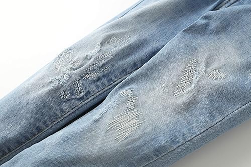 Miniatura 3 de KIDSCOOL SPACE Pantalones de mezclilla rasgados con banda elástica en el interior con anillos en D