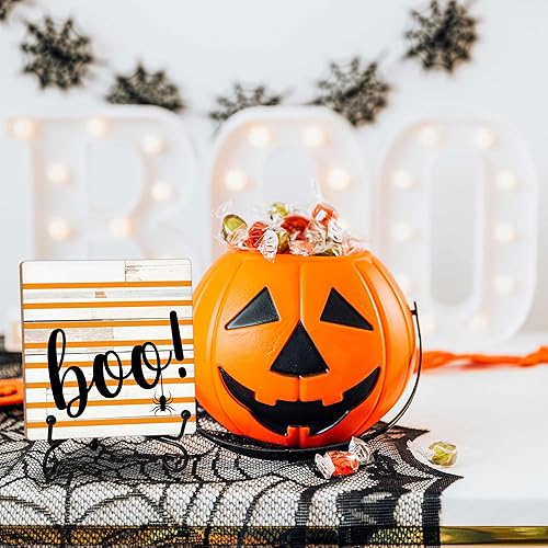 Miniatura 3 de Letrero de Halloween para decoración de escritorio para amigos, compañeros de trabajo, placa de madera con soporte, regalos de bruja para mujeres y