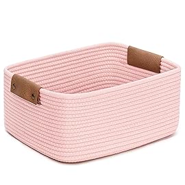 CHICVITA Pink Storage Baskets for Organizing, Gift Basket for Toys, Baby Basket for Diapers, Decorative Woven Baskets for Storage for Living Room, 14.5 x 13 x 6