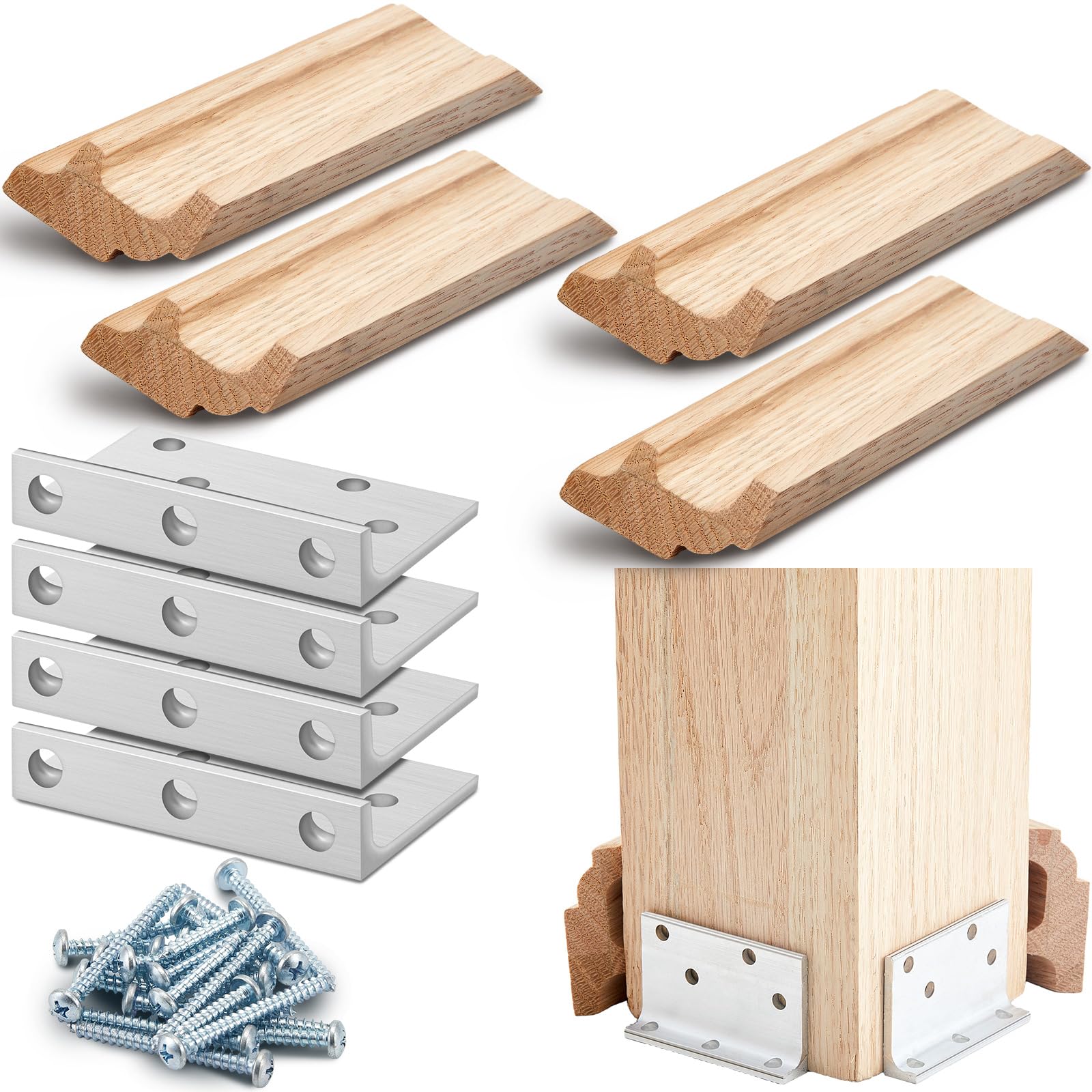 Blulu 1 Set 3" Newel Post Mounting Kit Deck Stair Floor Installation Kit